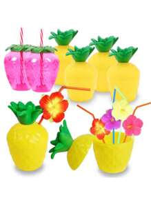 1/3pcs Hawaiian Summer Pineapple Coconut Drinking Cups Strawberry Shaped Juice Drink Cups For Birthday Wedding Beach Pool Party