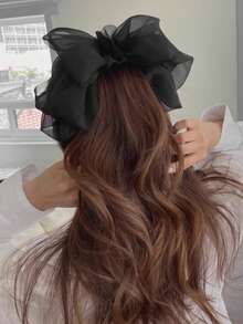 1pc Women's Large Bow Black Banana Clip Hair Accessory - Black - View 3