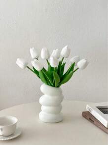 2pcs/10pcs WhiteTulip Artificial Flowers With Real Touch ,Fake Flowers,White Tulip Silk Flowers, Suitable For Mother's Day Gifts, Table Decoration, Wedding, Party, DIY Flower Bouquet, Home Decor, Artificial Plastic Flowers, Decorations, Wedding Decorations,Easter Spring Wreath Wedding Bouquet