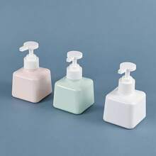 Reusable Plastic Square Pump Bottles In Pink, White And Green - Ideal For Liquid Soap, Shampoo Or Cosmetics - BPA And Alcohol Free Back To School