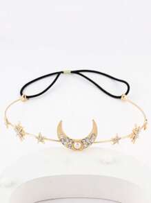 1pc Unique Design Hair Band With Star, Moon & Leaf Decor, Superior Craftsmanship & Material, Minimalist Fashion, Versatile For Parties, Weddings & Dances