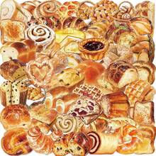 50张面包透明贴纸 PET贴纸 可爱贴纸 烘焙贴纸 馅饼贴纸 卡通贴纸 食物贴纸 甜点贴纸 适用于笔记本电脑、滑板、日记本、笔记本、手机、杯子、吉他、行李箱、电脑、冰箱、桌子等