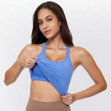 Yoga Racerback Tank Top For Women With Built In Bra,Women's Padded Sports Bra Fitness Workout Running Shirts - 藍色彼岸 - 查看 4