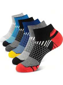 6 Pairs Men's Sports Ankle Socks, Soft Breathable Non-Slip Durable, Suitable For Running, Gym, Daily Activities, Spring/Summer