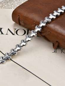 1pc Zirconia Inlaid Retro Small Crowd Design Couple Bracelet, High-End Hip Hop Style Gift - E035 - View 4