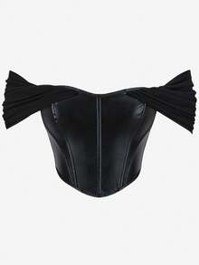 Women Solid Color Corset, Strapless Backless Shapewear Top, Slim Fit Bustier Top For Outer Wear - Black - View 1