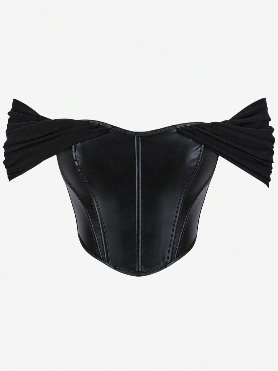 Women Solid Color Corset, Strapless Backless Shapewear Top, Slim Fit Bustier Top For Outer Wear - Black - View 1