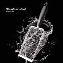 1 件不锈钢沙滩筛铲，带多用途网状过滤器 - 带手柄的花园土壤筛 - 花园筛，贝壳沙滩筛铲，鲨鱼齿筛，非常适合沙子、岩石、泥土、堆肥 - 非常适合园艺使用