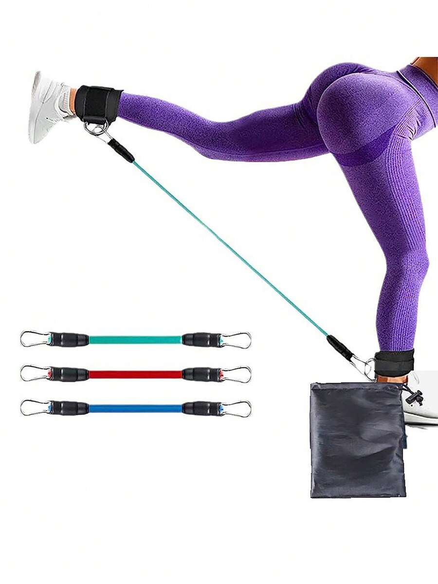 6pcs Ankle Resistance Bands Set - Leg And Thigh Training Equipment With Adjustable Straps, Durable TPE Material For Effective Workout - Black - View 1