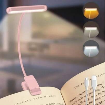 10pcs Pink LED Reading Light, 3 Eye-Caring Light Colors, Dimmable Brightness, USB Rechargeable, 12-Hour Runtime, Flexible Clip Design, Suitable For Reading, Drawing, Travel, Children's Gift