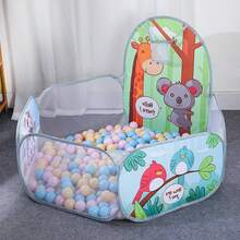 Cartoon Ball Pit Kids Playpen Dry Pool Balls Baby Ball Pool Basketball Hoop Playpen Children's Tent Baby Park Playground(Without Ball)