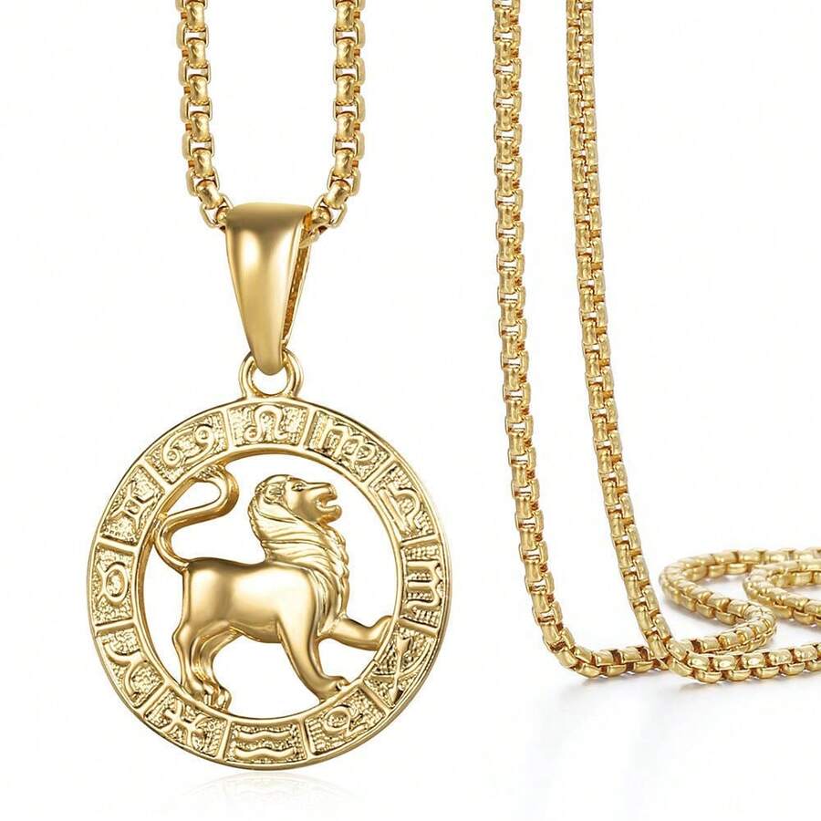 Trendsmax Tiny Gold Plated 12 Constellation Horoscope Zodiac Sign Pendant Necklace Women Men Charm Jewelry Summer - Sư Tử - Xem 1