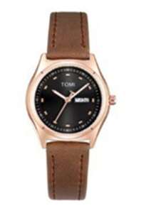 TOMI TOMI 1pc Universal Quartz Leather Watch With Dual Calendar, Elegant & Compact Design, Suitable For Daily Wear & Gift