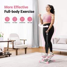 MERACH Steppers For Exercise, Space-Saving Stair Stepper With Resistance Bands, Mini Stepper For Home And Office Use With 330LBS Loading Capacity, Hydraulic Fitness Stepper With LCD Monitor - Pink - View 5