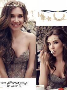 1pc Unique Design Hair Band With Star, Moon & Leaf Decor, Superior Craftsmanship & Material, Minimalist Fashion, Versatile For Parties, Weddings & Dances