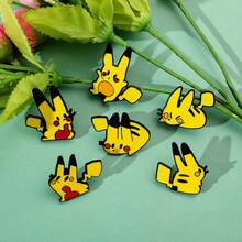 Pocket Monsters 1/6 Pcs Cartoon Anime Brooch Set Creative Pikachu Enamel Pin Jewelry Fashion Animal Metal Badge Backpack Clothing Accessories A Gift For Friends - One Size - View 6