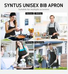 12-Pack Bib Aprons, Unisex Black Commercial Aprons With 2 Pockets, Unisex Black Solid Long Tie Aprons, Kitchen Cooking Aprons For Men And Women Chefs, Suitable For Painting, Grilling, Baking, Restaurants, Machine Washable - Black - View 9