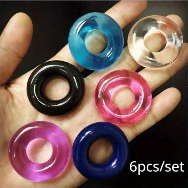 6pcs Elasticity Cock Rings Men Penis Rings Durable Cockring Penis Enlargement Sex Toys For Men Sexy Toys Adult Toys ﻿
