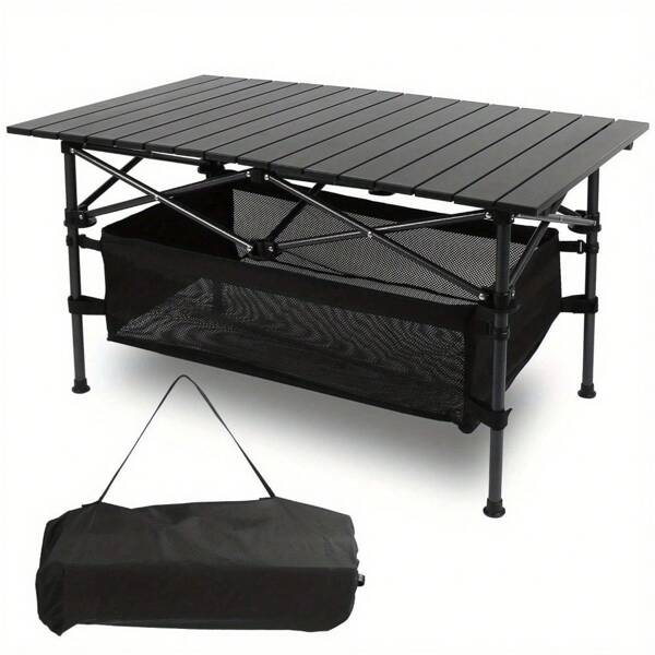 1PC Folding Camping Table, Lightweight, Aluminum Folding Table, Roll Up Easy To Carry, Suitable For Indoor, Outdoor, Camping, Backyard, Barbecue, Party, Terrace, Beach, Picnic