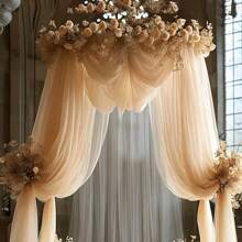 1 Peça Cortina de Arco de Casamento de Tecido de Chiffon Branco Elegante, Adequado para Cerimônia e Decoração de Palco, Decoração de Casamento, Decoração de Cortina de Teto, Cortina de Janela, Decoração Dia dos Namorados, Festa de Aniversário, Decoração para Chá de Lingerie