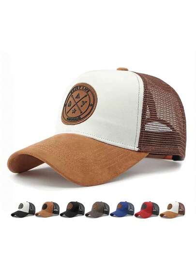 1pc Fashionable Suede Hip Hop Cap, Adjustable Unisex Lovers Baseball Cap Snapback Hat For Spring And Autumn, Casual Cute Street Style With Gradient Letter, Stitching And Embroidery Decoration, Suitable For All Seasons