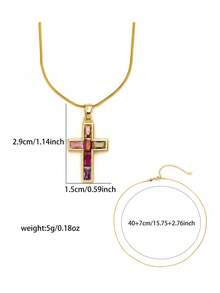 SHEISFREEDOM High Quality Casual Daily 1 Piece Fashionable Zirconia Creative Cross Pendant Necklace For Women,Elegant & Unique Design Jewelry, Delicate & Simple Style, Golden Titanium Steel Snake Chain Collarbone Chain,Suitable For Dates & Vacations & Women's Daily Casual Wear Accessory And Festival Anniversary Gift With Gift Box