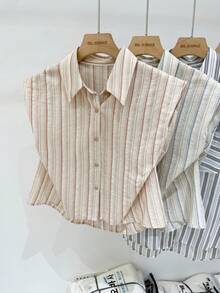 YUXIN Summer New Casual Fashionable Striped Regular Shoulder Loose Short Sleeve Blouse For Women