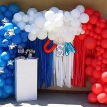 30pcs Red, Blue & White Latex Balloons, 12inch & 10inch Mixed Set, Classic Navy Color, For Back To School, Nautical Theme, Birthday Decoration, Columbus Day, Labor Day