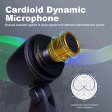 LexiNova Microphone Wired Dynamic Drum Mic Kit- Kick Bass, Tom/Snare & Cymbals For The Full Performance Of Drum Instruments And Recording Applications - Black - View 4