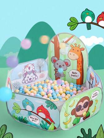 Cartoon Ball Pit Kids Playpen Dry Pool Balls Baby Ball Pool Basketball Hoop Playpen Children's Tent Baby Park Playground(Without Ball)