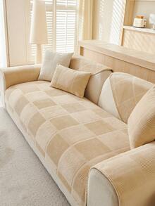 1 pièce Housse de coussin de canapé universelle pour les 4 saisons, housse de siège de canapé moderne et minimaliste antidérapante, anti-poussière et lavable, douce, non décolorante, couverture de canapé pour animaux de compagnie, convient aux canapés d'angle, chambres à coucher, bureaux, décorations de salon - Kaki - Voir 3