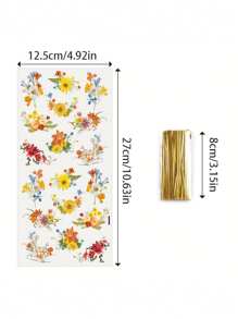 50pcs Floral Cellophane Treat Bags - Clear Plastic Goody Bags With Twist Ties, Assorted Wildflower & Teddy Bear Designs For Bridal Showers, Birthdays, Weddings, And Party Favors, Biscuit Self-Sealing Bag, Food Packaging Bag, Packaging Bag (4 Styles Mixed)