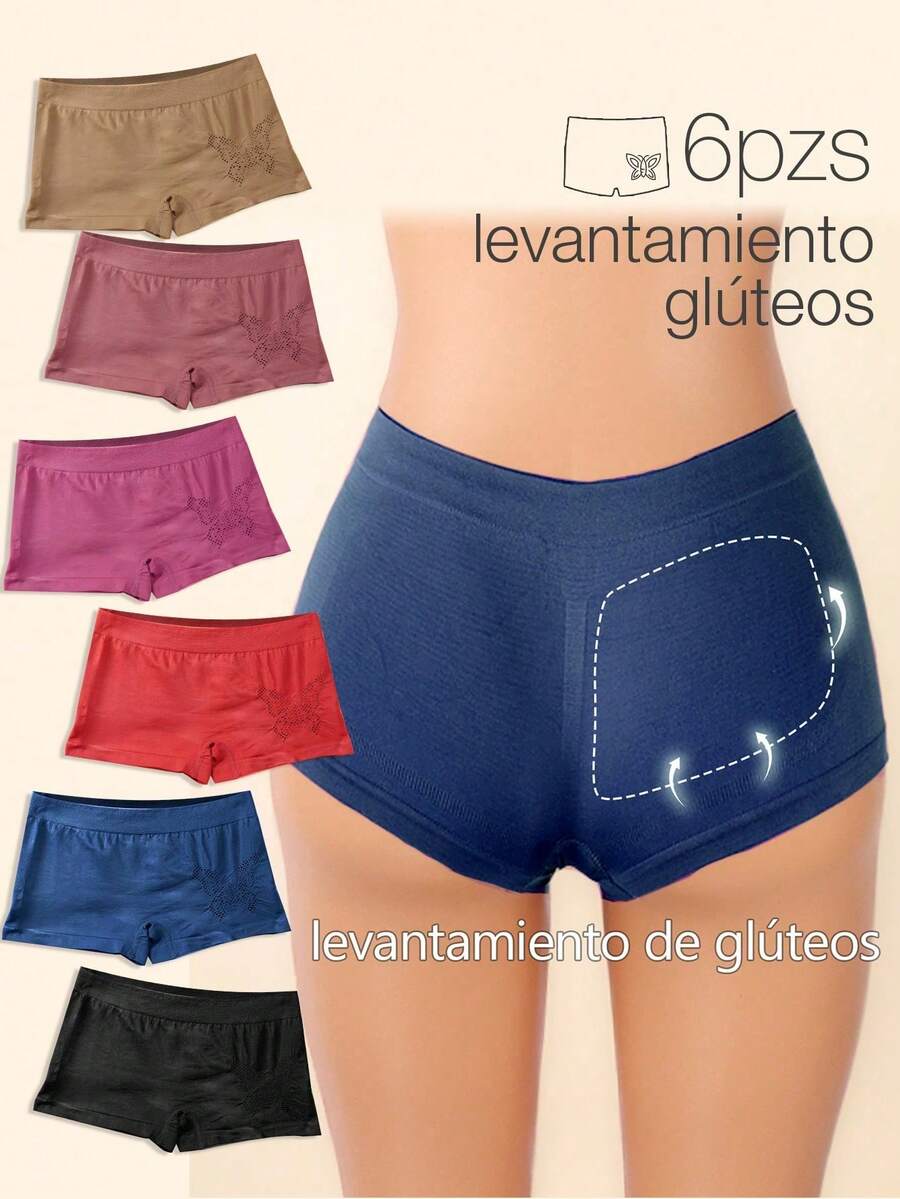 3Pzs/6pzs Shorts Interiores de Mujer,Calzoncillos Bóxer de dama Microfibra Gruesa Resalta Pompi,Diseño de Mariposa con Calado,Cómodos Y Transpirables Para Mujer - color mezclado - Ver 1