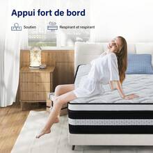 Matelas 160x200 cm |  Épaisseur 26 cm | Mousse A Mémoire De Forme Adaptabilité Optimale | Système Mousse | 7 Zones De Confort - Noir et Blanc - Voir 5