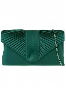 Girly Handbags Women Pleated Satin Clutch Bag - Dark Green - View 2