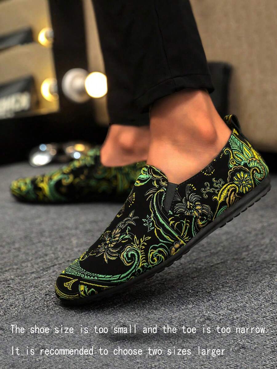 Men's Loafers New Casual Shoes Versatile Moccasins Slip-On Boat Shoes Slouchy Shoes Leather Shoes Canvas Deck Shoes Flat Men's Shoes Black Formal Shoes Flat Casual Shoes (Run Small And Narrow, Please Order 2 Sizes Up) - Green - View 1