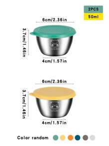 2 pezzi/4 pezzi/6 pezzi Coppette per salse mini in acciaio inossidabile 304 con coperchi, piattini portatili per condimenti per uso domestico per ketchup, condimenti per insalata, uso esterno, forniture scolastiche