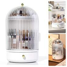 NetHong 360° Rotating Makeup Holder With Cover Luxury Cosmetic Organizer Storage Box - White - View 7