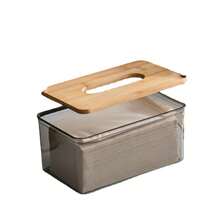1 pieza Caja de servilletas de papel de color té, estilo nórdico minimalista creativo, porta servilletas para sala de estar doméstica, soporte de servilletas para mesa - Marrón - Ver 4