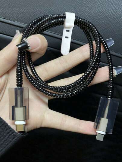 4 件闪亮水晶电缆保护套，兼容 Apple 和 Android 通用充电线，防弯曲设计充电器保护器