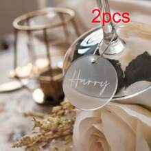Personalized Acrylic Circle Tall Cup NameTag,Personalized Wedding Name Tag, Wedding Favours Drink Tag Name For Glasses Glass Maer Wine Charm Drink Topper Place Card Ideas Keyring Favour Key Chain Favors,Thank You Label,Wedding Essentials