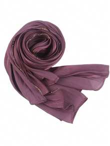 1pc Shiny Sequin Headscarf Shawl With Gold Chain, Glittering Scarf Suitable For Party, Wedding, Holiday And Formal Wear - Multicolor - View 15