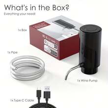 Electric Wine Bottle Pourer, Electric Wine Aerator, Wine Bottle Dispenser, Splitter, Suitable For Pouring Olive Oil And Wine, Portable Water Bottle Pump, Kitchen Auto Water Dispenser - Easy To Clean New Pressurized Auto Wine Dispenser, Smart Quick Electric Wine Aerator - Black Curved Decanter - View 6