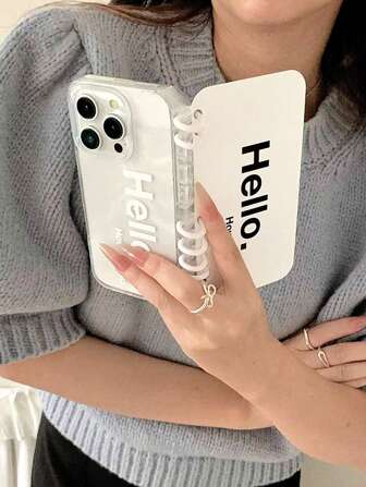 Hello.How Are You Slogan Phone Protective Case, Minimalist Flip Notebook Painted Anti-Drop Phone Protective Case, Refreshing High-End Creative Personalized Coil Notebook Phone Case, Compatible With IPhone & Galaxy Series Waterproof Shockproof Scratch Resistant