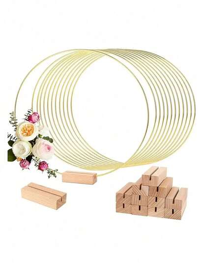 12 英寸金属花环桌面装饰，金属花环带 10 个座位卡夹，用于婚礼装饰家居装饰