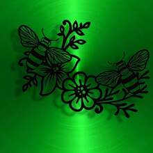 1pc Elegant Minimalist: Artistic Hardworking Bees Flower Honey Metal Sign, Wall Artwork, Modern Craft Sign Hanging Decor, Suitable For Office, Home Living Room, Bedroom, Terrace, Kitchen, Courtyard Walls, Shop Lobby Hanging Decor, Cafes, Ballrooms, Bars, Countryside, Farmhouse Decorative Walls, Housewarming, Festival Gifts