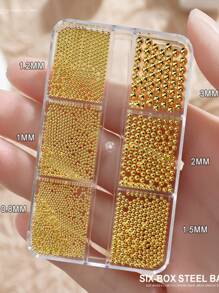 6 Grades Mini Contas Metálicas Encantos Caviar Decoração de Cristais Pixie DIY Gemas de Unhas Suprimentos de Unhas