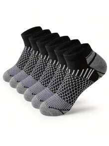 6 Pairs Men's Sports Ankle Socks, Soft Breathable Non-Slip Durable, Suitable For Running, Gym, Daily Activities, Spring/Summer