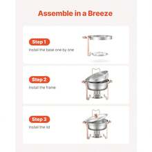 Chafing Dish Buffet Set, 5 Qt 4 Pack, Stainless Steel Chafer With 4 Full Size Pans, Round Catering Warmer Server With Lid Water Pan Folding Stand Clip, For Weddings Parties Banquets, Rose Gold - Stainless Steel Rose Gold - View 6