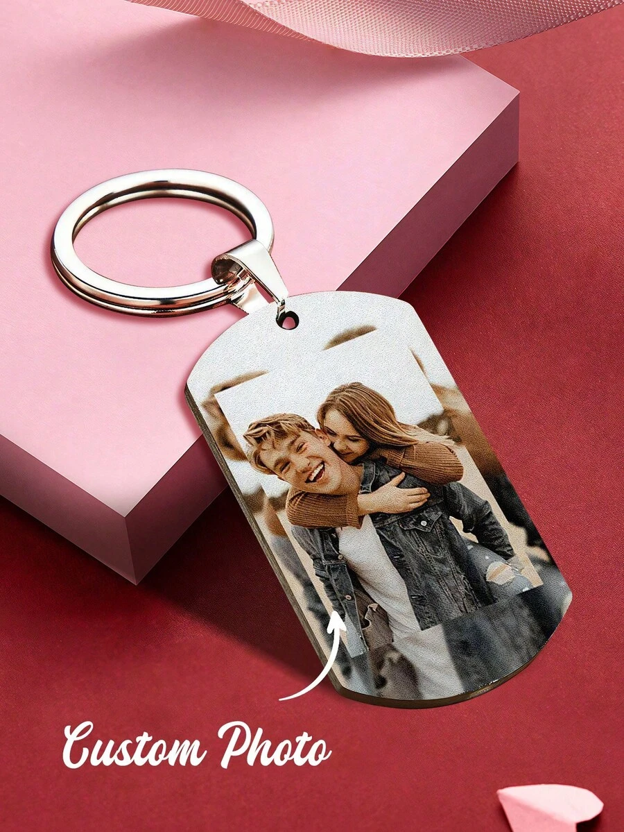 1 breloc foto personalizat, breloc foto gravat personalizat, breloc foto personalizat, breloc personalizat cu fotografie, breloc personalizat din oțel inoxidabil, cadou de Ziua Mamei, cadou de Ziua Tatălui, cadou de aniversare, cadou de Ziua Îndrăgostiților, cadou de ziua de naștere, cadou de nuntă, cadou pentru cel mai bun prieten, cadou pentru mamă/tată, cadou pentru prietenă/iubit - Stilul 2 - Vizualizare 1